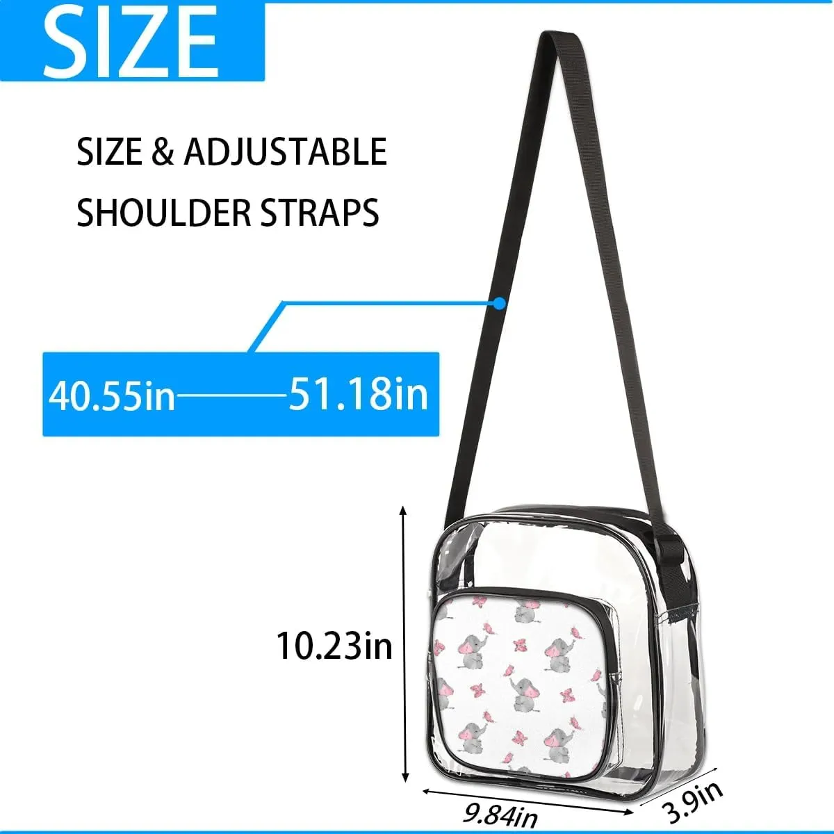 Clear Crossbody Bag Stadium Approved for Women and Men Transparent Messenger Shoulder Bag Clear Purse Bag
