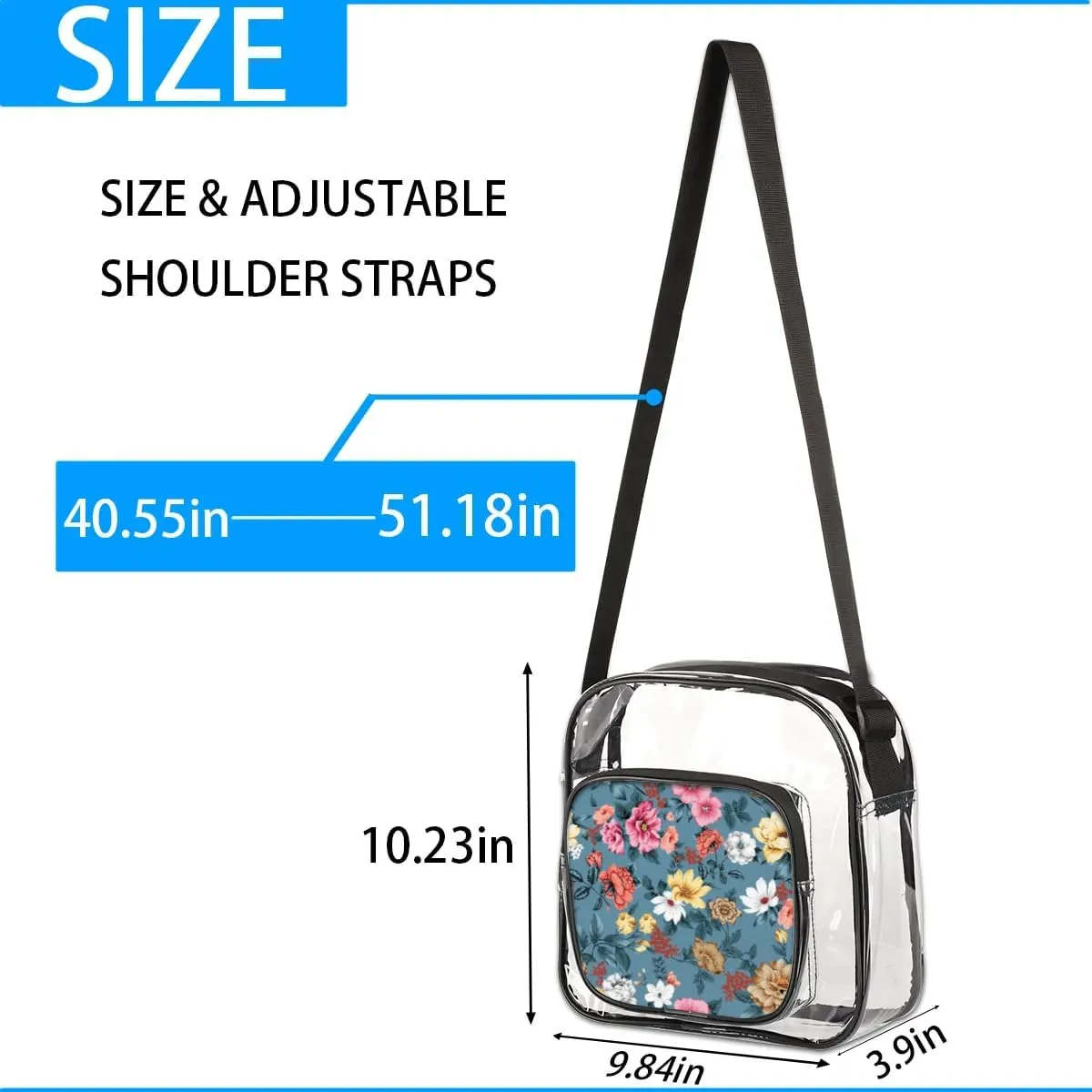 Clear Crossbody Bag Stadium Approved for Women and Men Transparent Messenger Shoulder Bag Clear Purse Bag