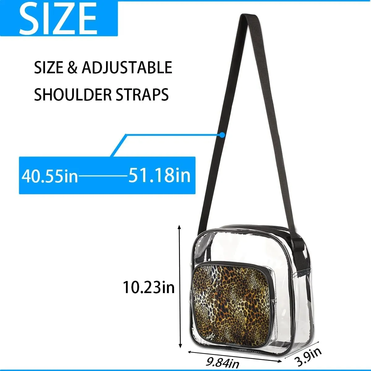 Clear Crossbody Bag Stadium Approved for Women and Men Transparent Messenger Shoulder Bag Clear Purse Bag