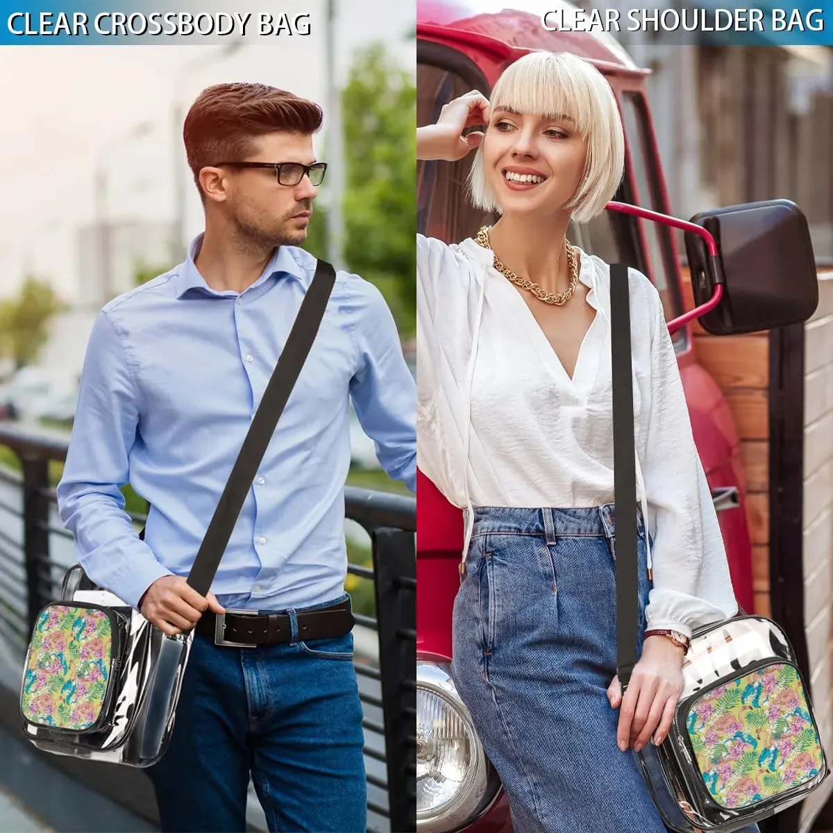Clear Crossbody Bag Stadium Approved for Women and Men Transparent Messenger Shoulder Bag Clear Purse Bag