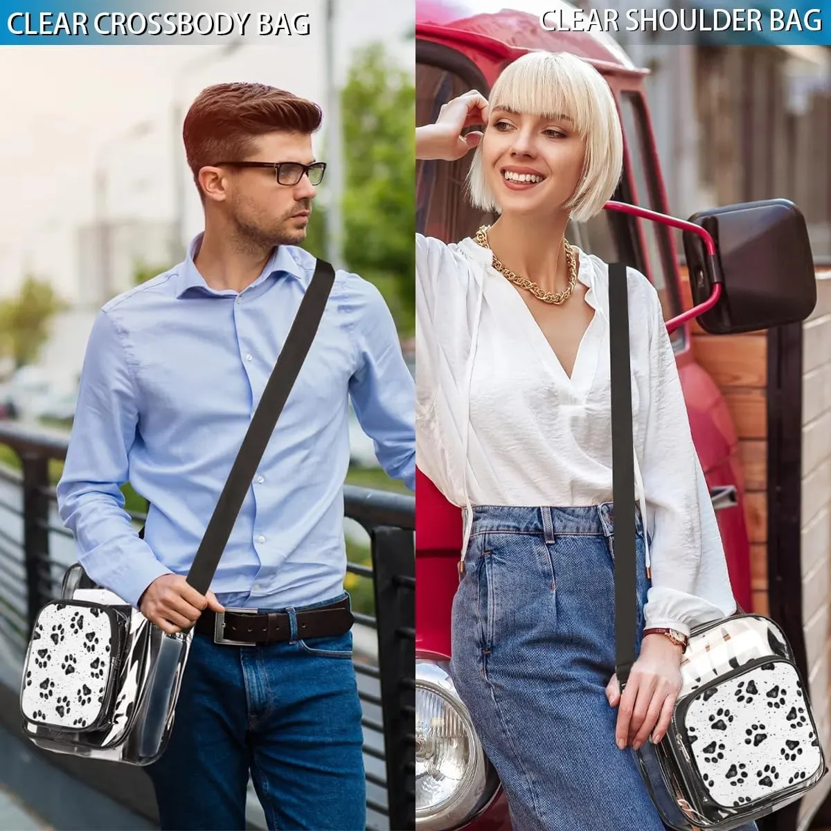Clear Crossbody Bag Stadium Approved for Women and Men Transparent Messenger Shoulder Bag Clear Purse Bag