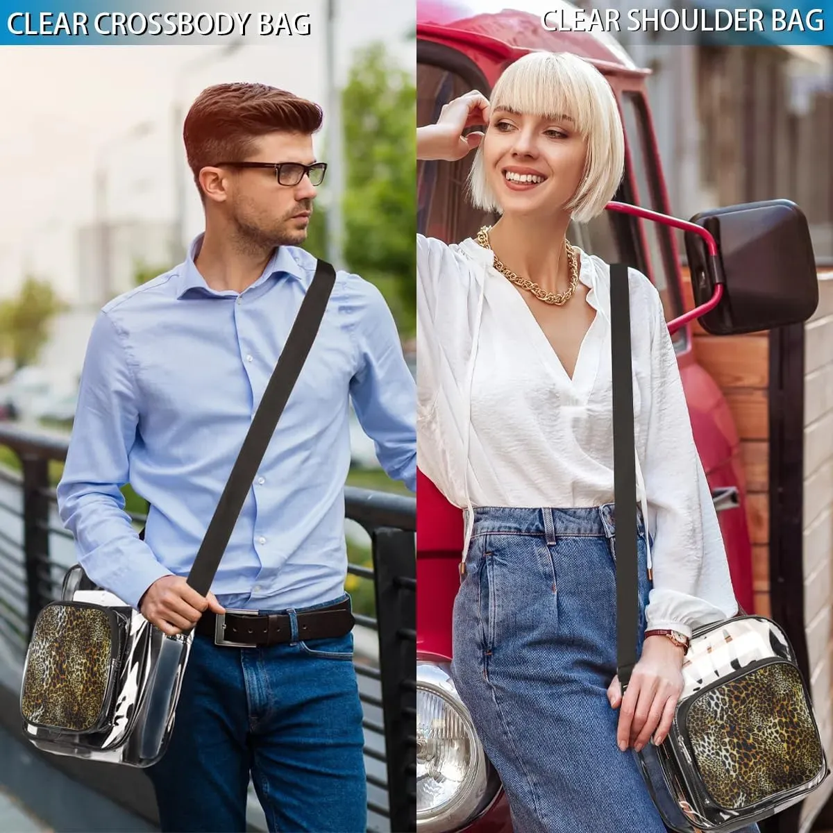 Clear Crossbody Bag Stadium Approved for Women and Men Transparent Messenger Shoulder Bag Clear Purse Bag