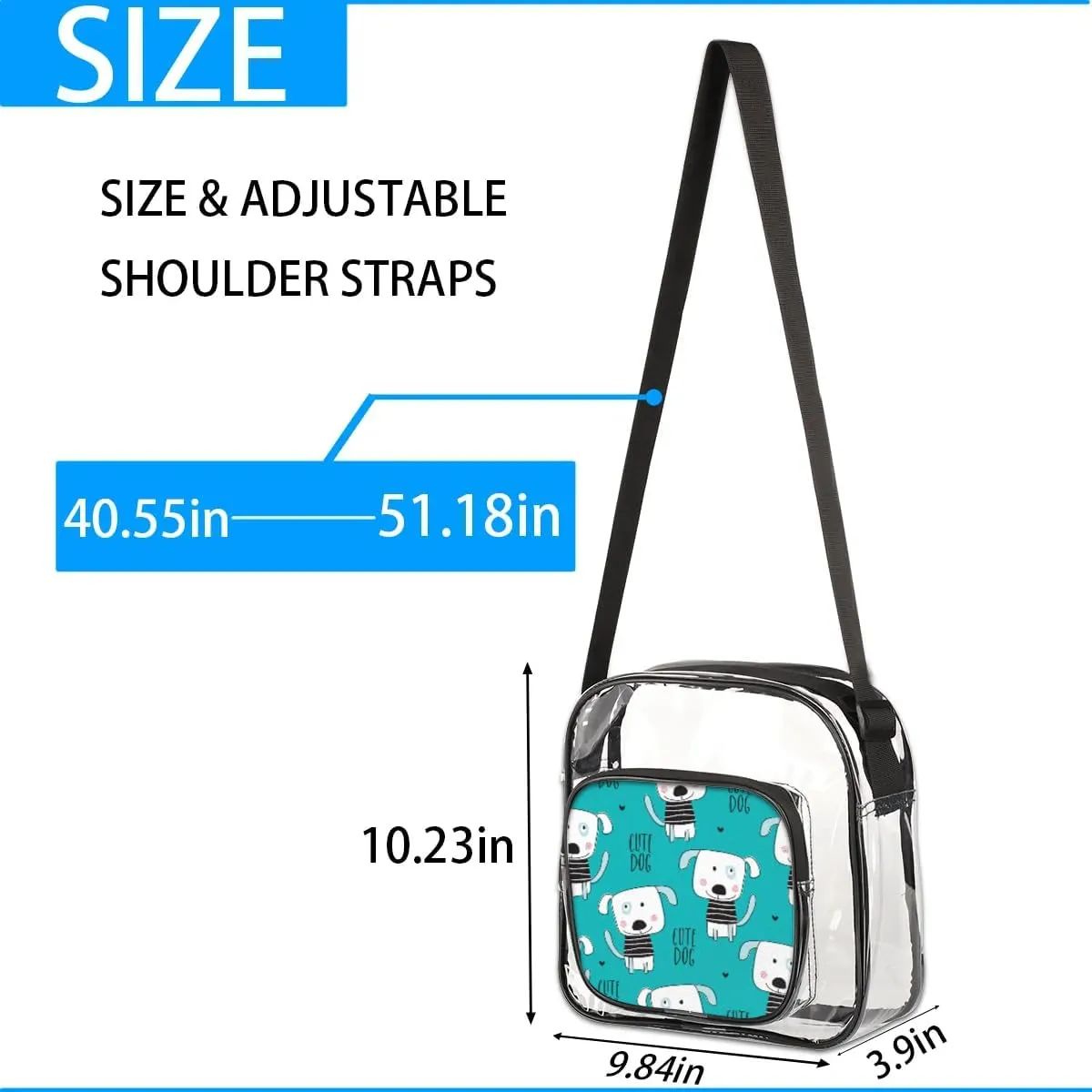 Clear Crossbody Bag Stadium Approved for Women and Men Transparent Messenger Shoulder Bag Clear Purse Bag