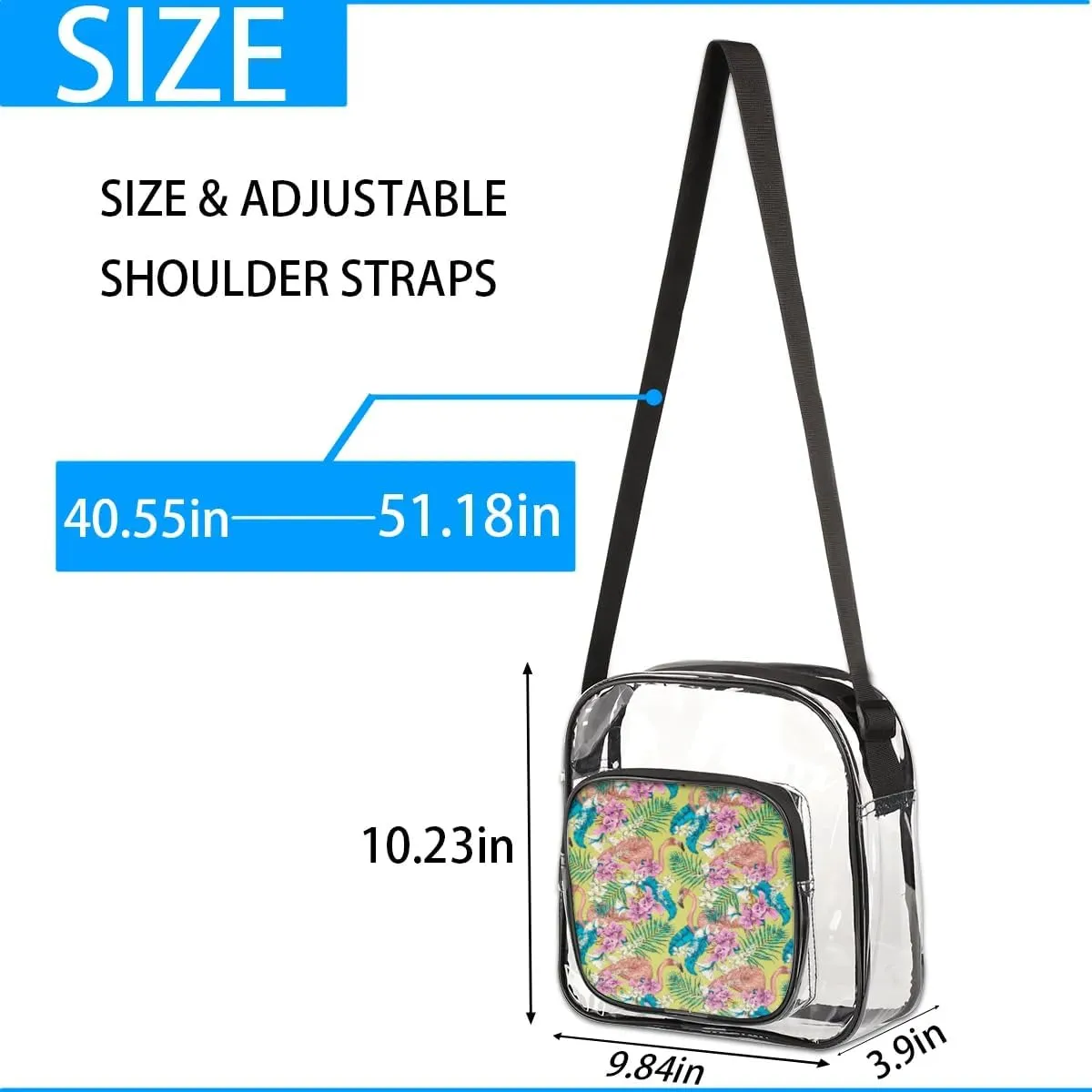 Clear Crossbody Bag Stadium Approved for Women and Men Transparent Messenger Shoulder Bag Clear Purse Bag