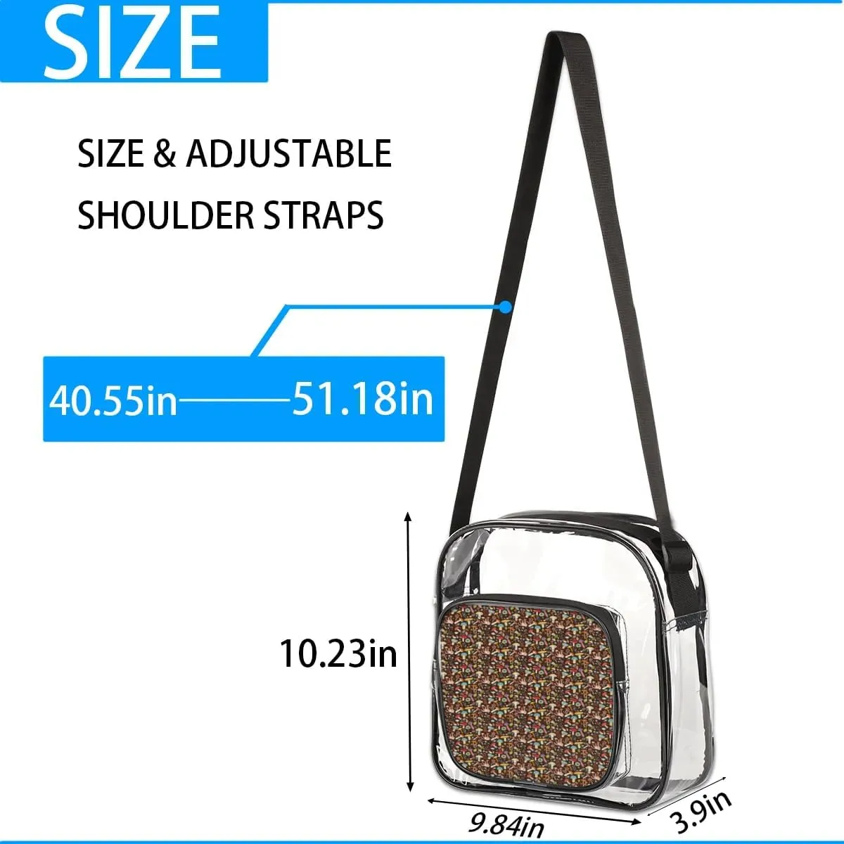 Clear Crossbody Bag Stadium Approved for Women and Men Transparent Messenger Shoulder Bag Clear Purse Bag