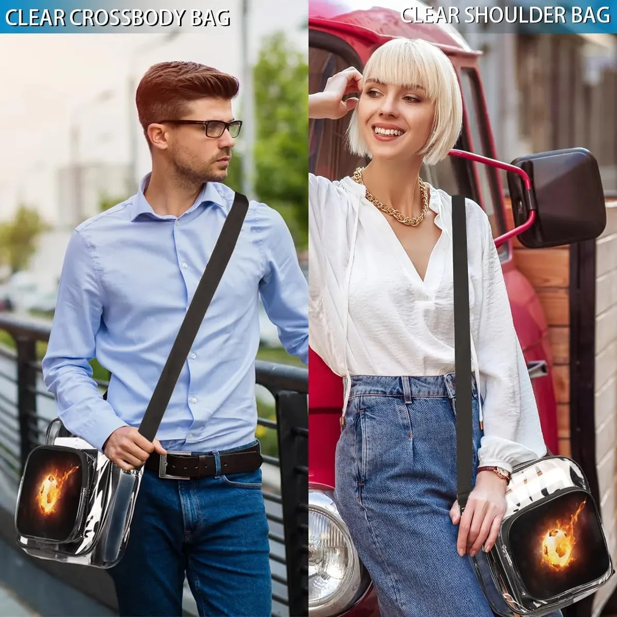 Clear Crossbody Bag Stadium Approved for Women and Men Transparent Messenger Shoulder Bag Clear Purse Bag