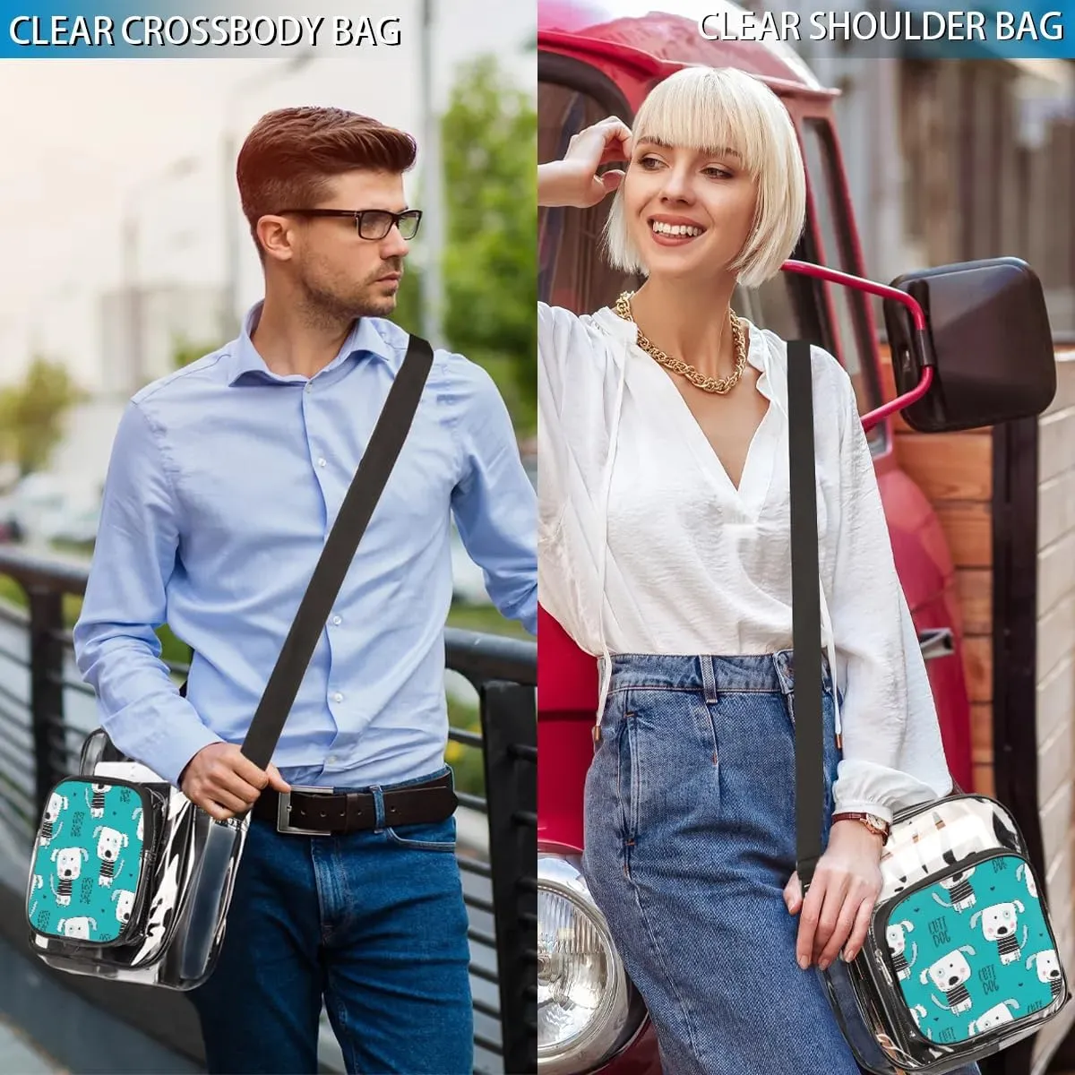Clear Crossbody Bag Stadium Approved for Women and Men Transparent Messenger Shoulder Bag Clear Purse Bag