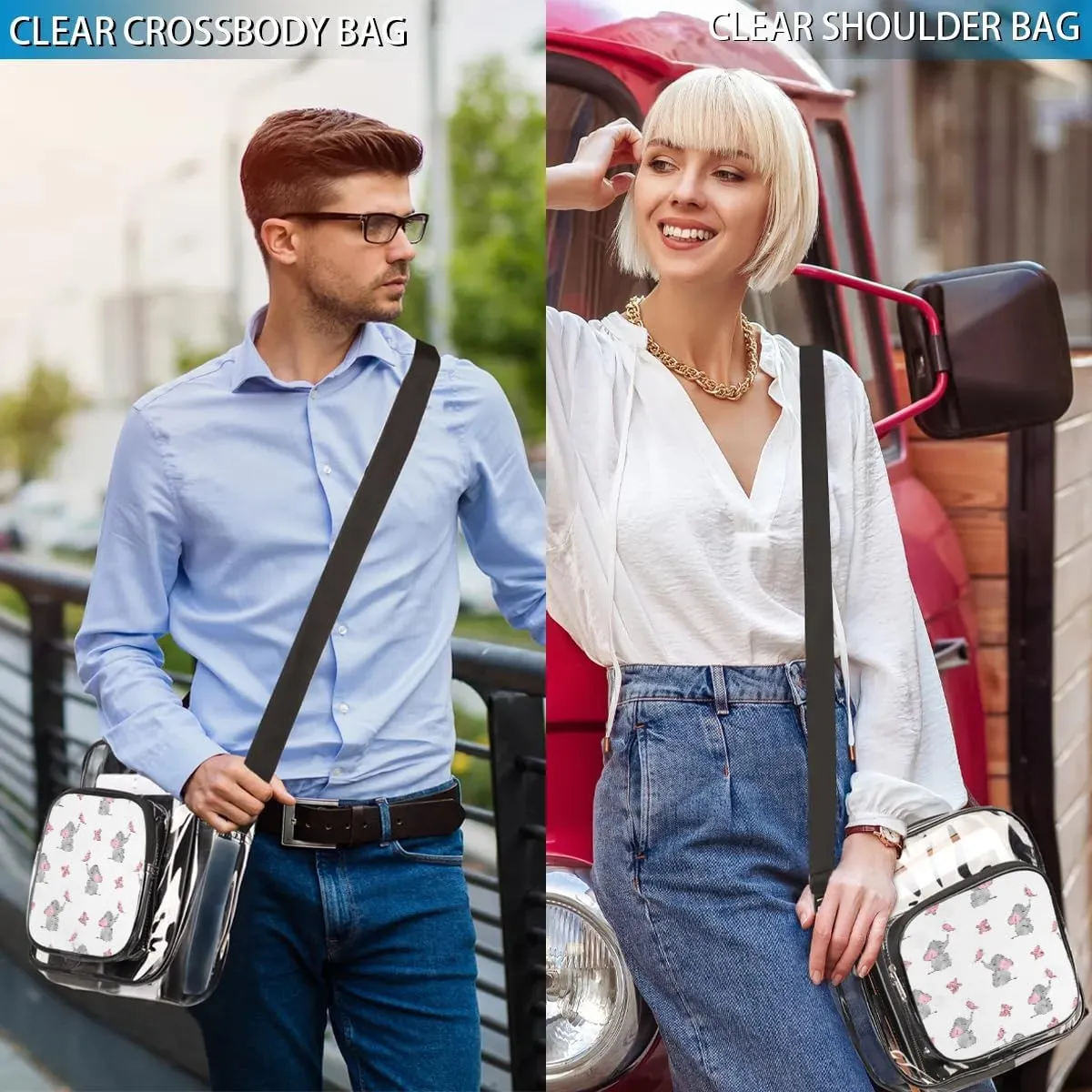 Clear Crossbody Bag Stadium Approved for Women and Men Transparent Messenger Shoulder Bag Clear Purse Bag