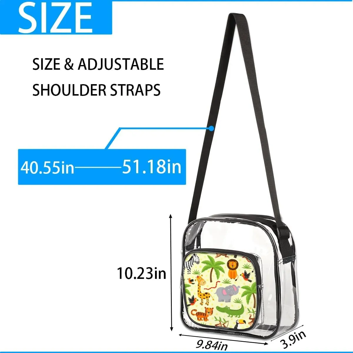 Clear Crossbody Bag Stadium Approved for Women and Men Transparent Messenger Shoulder Bag Clear Purse Bag