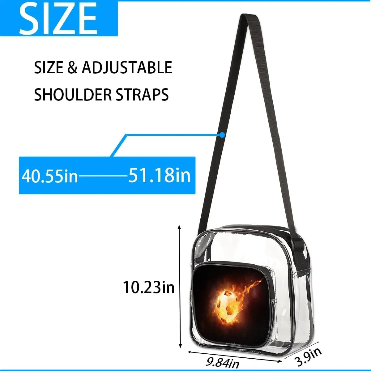 Clear Crossbody Bag Stadium Approved for Women and Men Transparent Messenger Shoulder Bag Clear Purse Bag