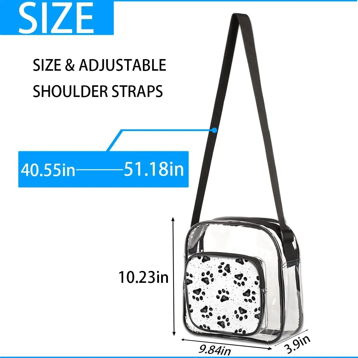 Clear Crossbody Bag Stadium Approved for Women and Men Transparent Messenger Shoulder Bag Clear Purse Bag
