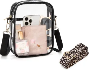 Clear Crossbody Bag, Stadium-Approved PVC Clear Purse, Transparent Messenger Bag for Men and Women