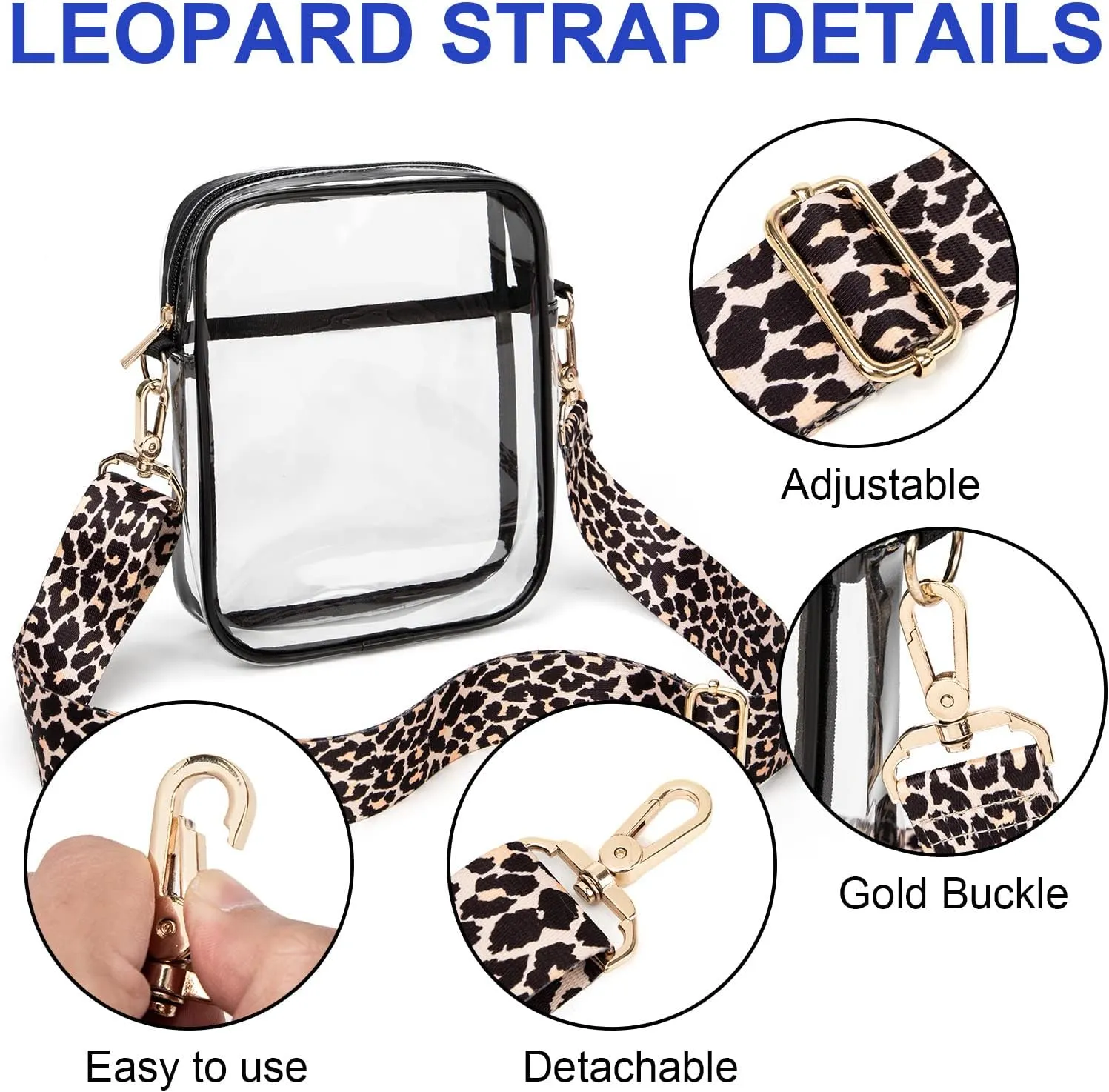 Clear Crossbody Bag, Stadium-Approved PVC Clear Purse, Transparent Messenger Bag for Men and Women