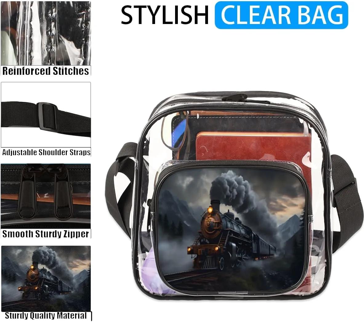 Clear Crossbody Purse Bag Clear Messenger Shoulder Bags See Through Transparent Purse