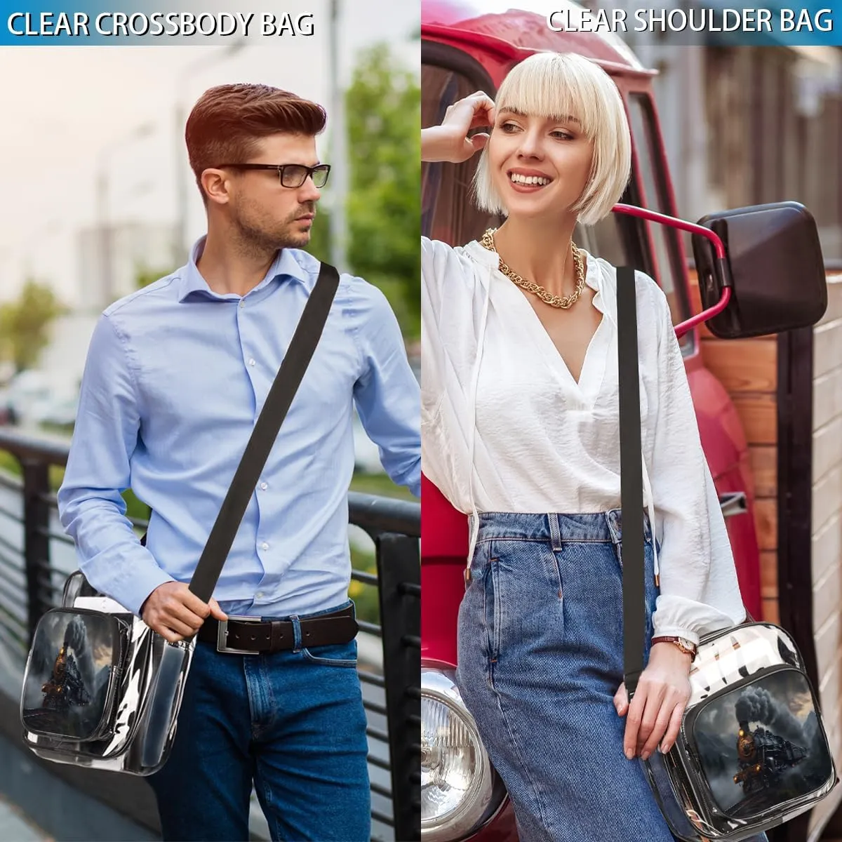 Clear Crossbody Purse Bag Clear Messenger Shoulder Bags See Through Transparent Purse