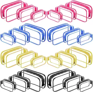 Clear Makeup Bags 24 Pack Clear Travel Bag with Zipper Portable Transparent Cosmetic Bag Quart Size Accessories Bag for Men Women Traveling Business Trip Home (Multicolor 24Pcs)