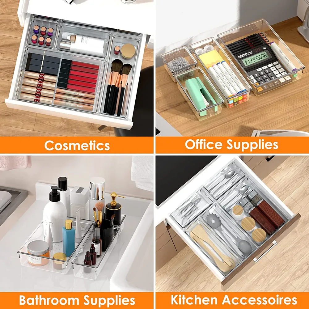 Clear Plastic Drawer Organiser Set (Set of 16)