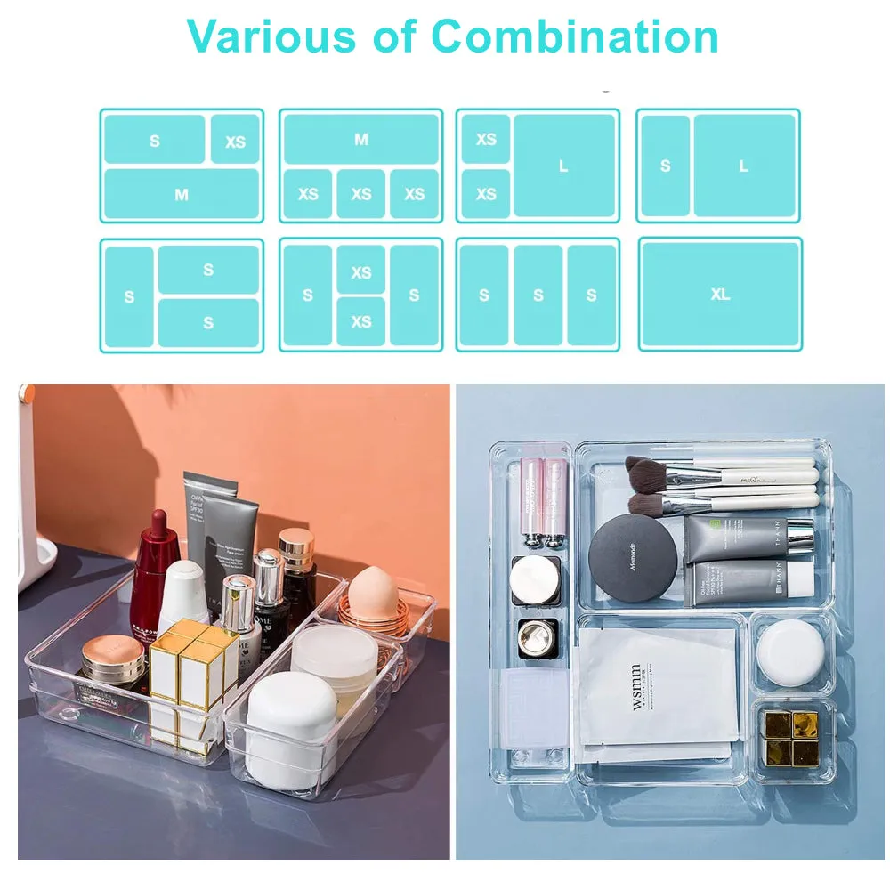 Clear Plastic Drawer Organiser Set (Set of 16)