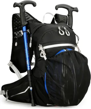Climbing Backpack with Helmet Storage Waterproof, Water Hydration Backpack Outdoor Sport Bag Cycling Camping Climbing (Black,16L)