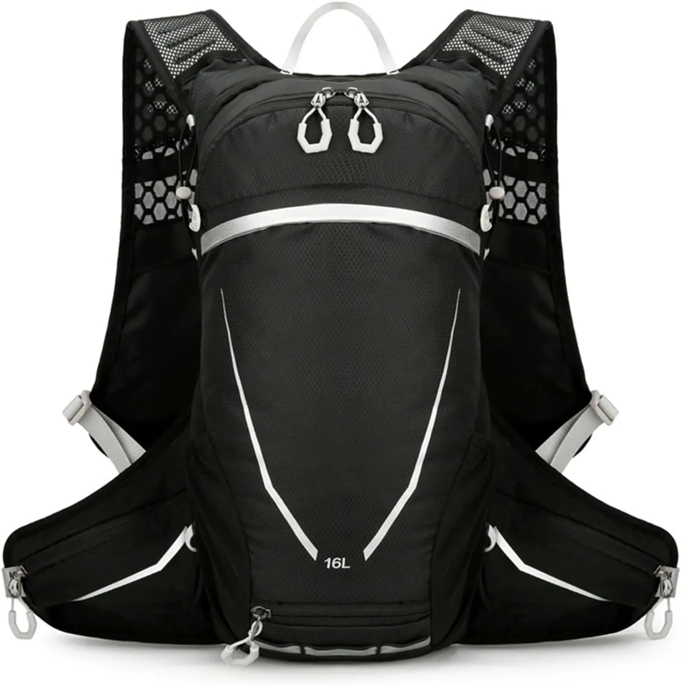 Climbing Backpack with Helmet Storage Waterproof, Water Hydration Backpack Outdoor Sport Bag Cycling Camping Climbing (Black,16L)