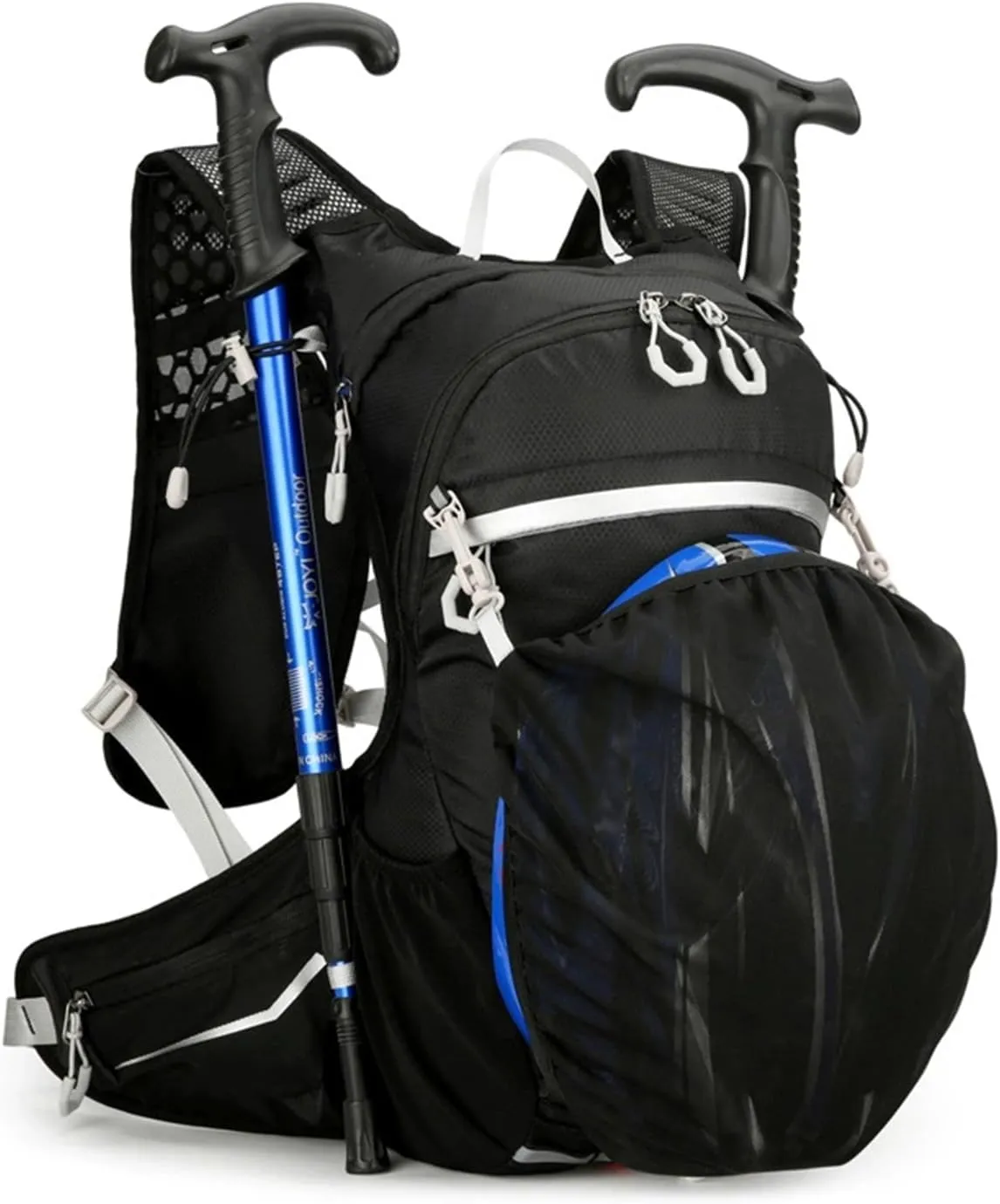 Climbing Backpack with Helmet Storage Waterproof, Water Hydration Backpack Outdoor Sport Bag Cycling Camping Climbing (Black,16L)
