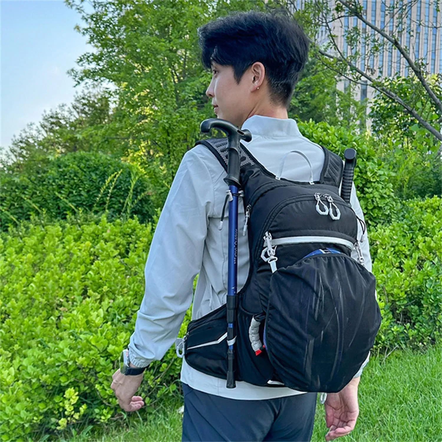 Climbing Backpack with Helmet Storage Waterproof, Water Hydration Backpack Outdoor Sport Bag Cycling Camping Climbing (Black,16L)