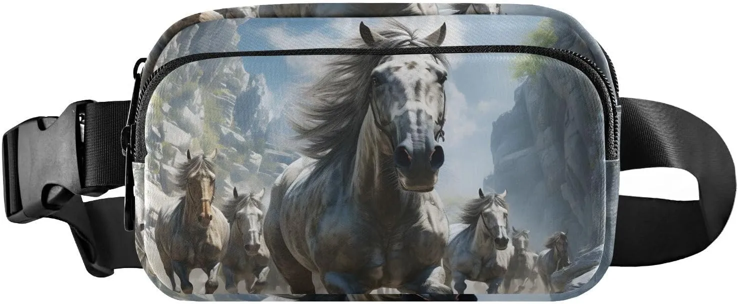 Closeup Horses Rocky Fanny Pack Hip Bag Belt Bag for Women Man Fashion Waist Pack Water-repellent Crossbody Bag for Halloween Costumes Running Hiking Jogging Travel Sport