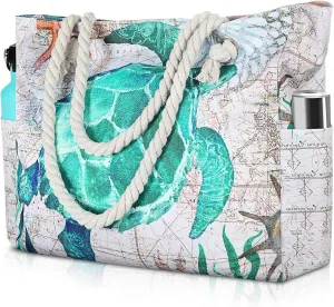 Clothirily Beach Bag for Women - Large Beach Tote Bag, Waterproof Sandproof Beach Bag with Zipper, Large Swim Pool Beach Tote