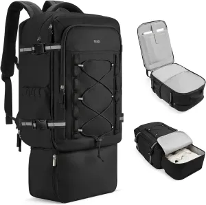CLUCI Travel Backpack 30L, Waterproof Laptop Backpack Fits 17.3 Inch Laptop, Carry On Backpack with shoe compartment, Durable Expandable Go Bag, Large Hiking Backpack for Men Women（Black）