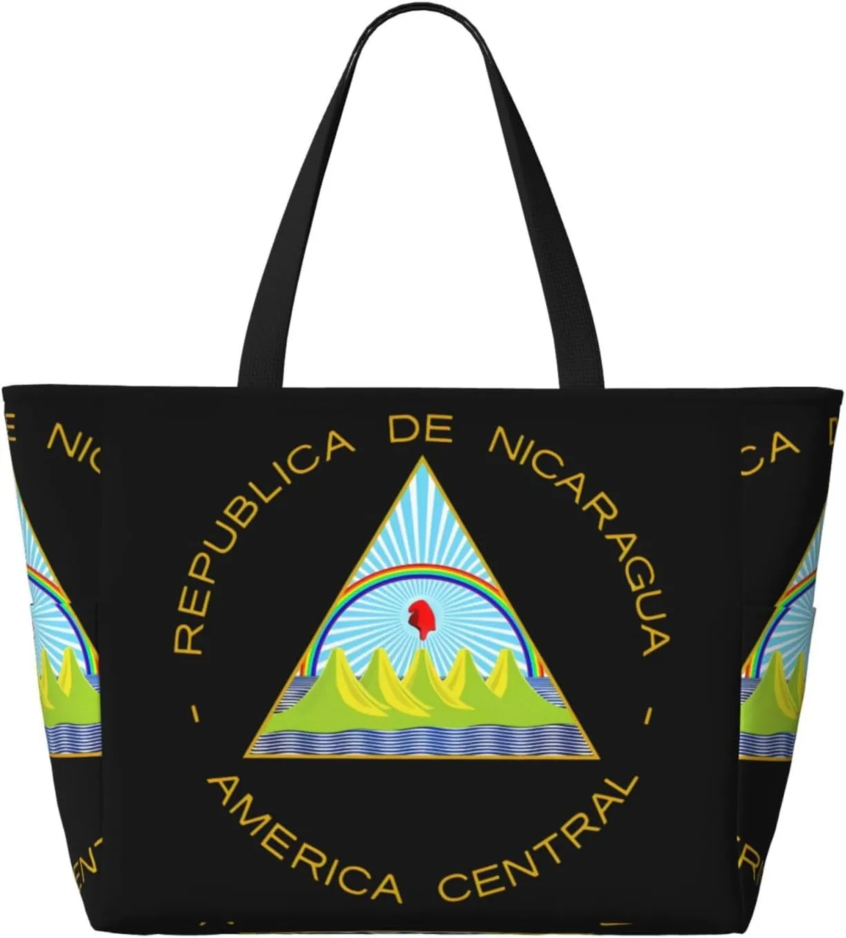 Coat Of Arms Of Nicaragua Tote Bag With 8 Storage Pockets Top Zip Shoulder Bag Handbag For Travel Work Women