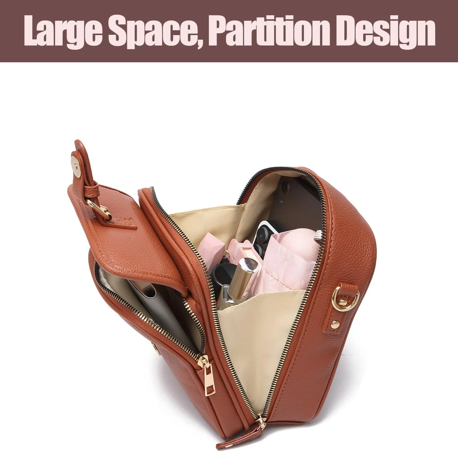 Collaboraten1 Crossbody Leather Bag, Urvashi - Luma Urvashi Retro Double-Layer Large Capacity Mini Crossbody Bags