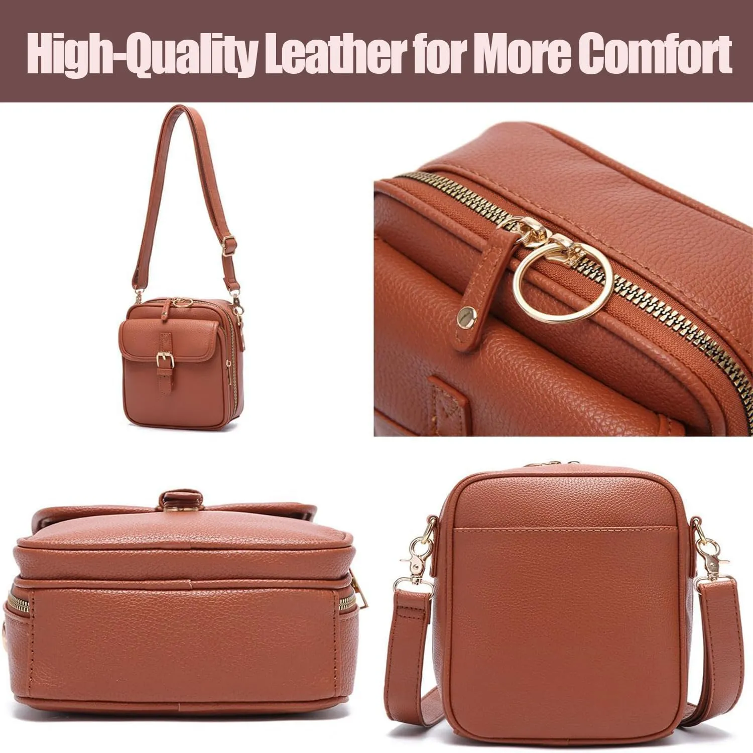 Collaboraten1 Crossbody Leather Bag, Urvashi - Luma Urvashi Retro Double-Layer Large Capacity Mini Crossbody Bags