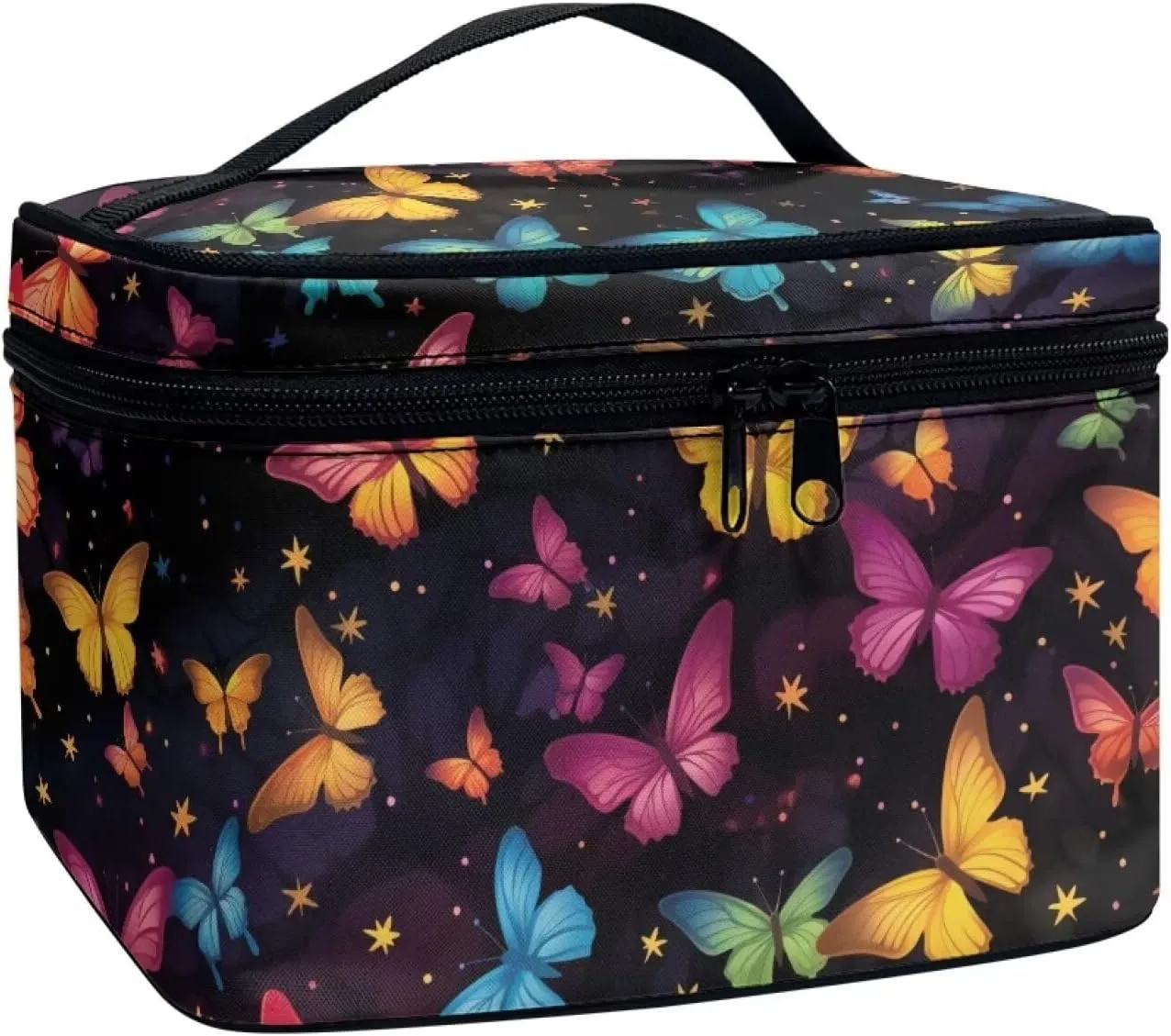 Colorful Butterfly Large Makeup Bag Toiletry Bag for Women, Butterflies Travel Make Up Organizer Bag Cosmetic Case Travel Essential