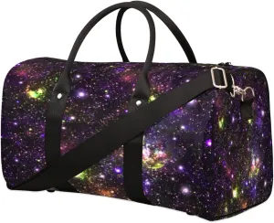 Colorful Galaxy Space Nebula Travel Duffel Bag Foldable Weekender Overnight Bag Waterproof Carry on Luggage Handle Bag Sports Tote Gym Bag Workout Bag for Women Men Traveling