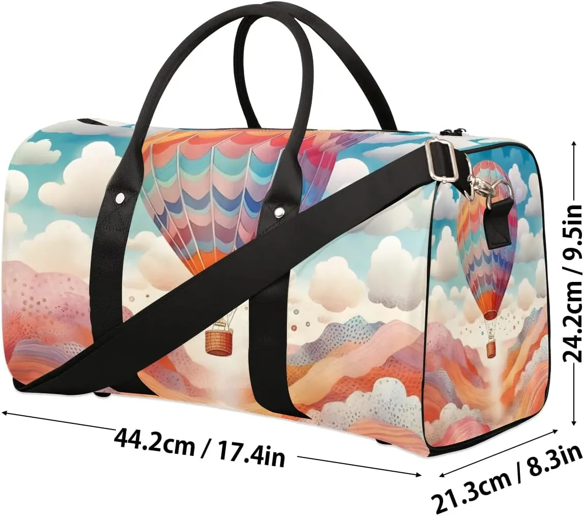 Colorful Hot Air Balloon Travel Duffel Bag for Women Men Waterproof Foldable Overnight Weekender Bag Large Capacity Sports Gym Bag
