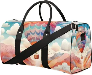 Colorful Hot Air Balloon Travel Duffel Bag for Women Men Waterproof Foldable Overnight Weekender Bag Large Capacity Sports Gym Bag