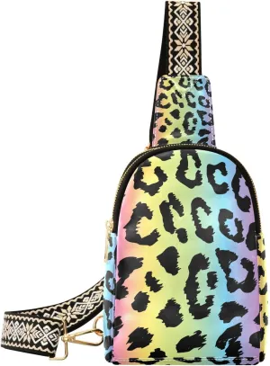 Colorful Leopard Print Trendy Crossbody Bag Fashion Waist Packs Cross Body Leather Chest Bag for Women Fanny Pack Travel Outdoor