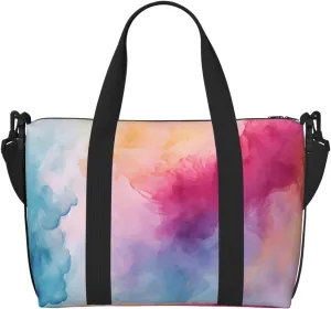 Colorful Nebula Travel Duffel Bag Watercolor Carry On Tote Bag for Women Large Shoulder Weekender Overnight Bag Sports Gym Bag