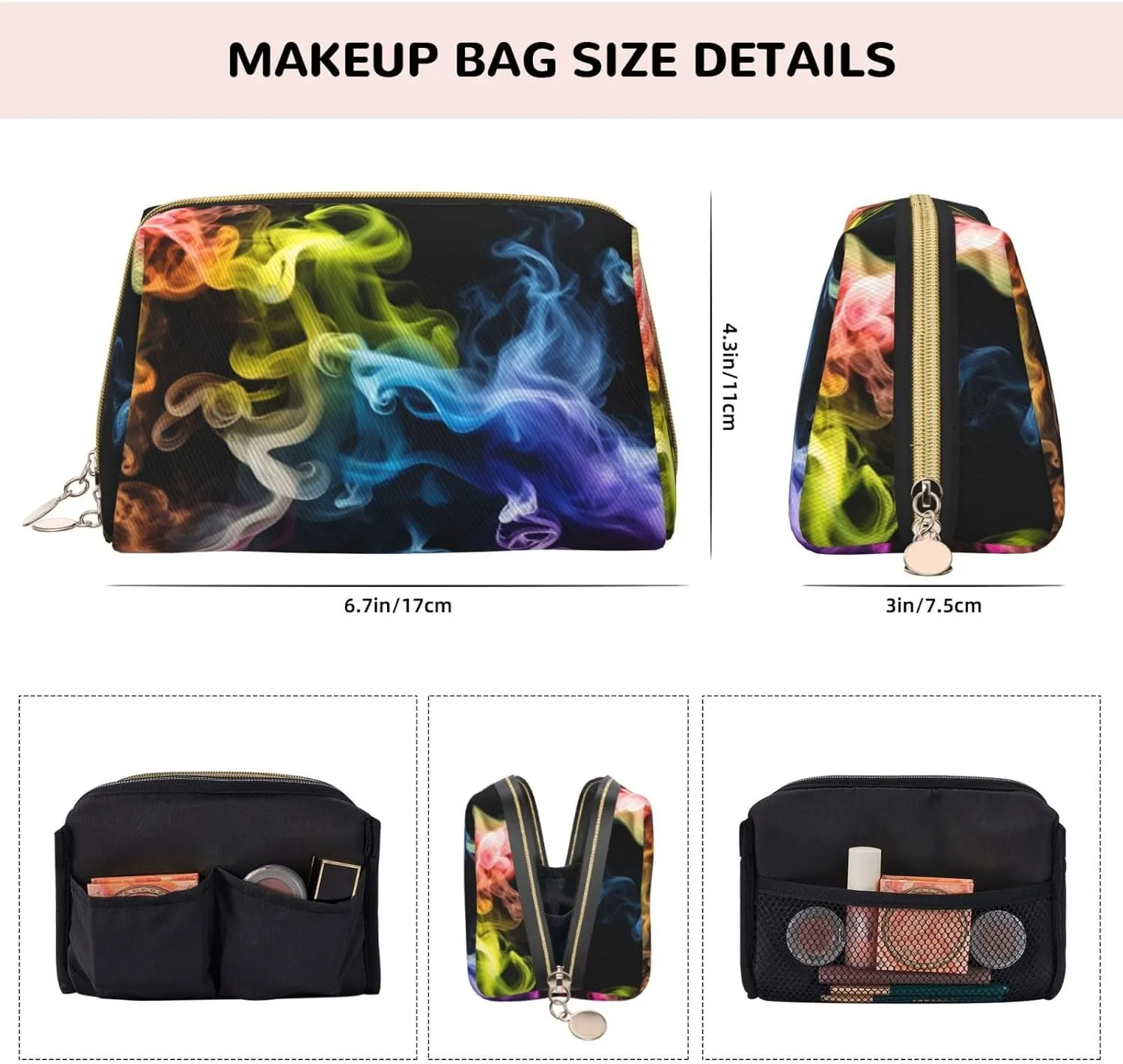 Colorful Smoke Toiletry Pouch, Travel-Friendly Makeup Organizer For Makeup Brushes, Lipsticks