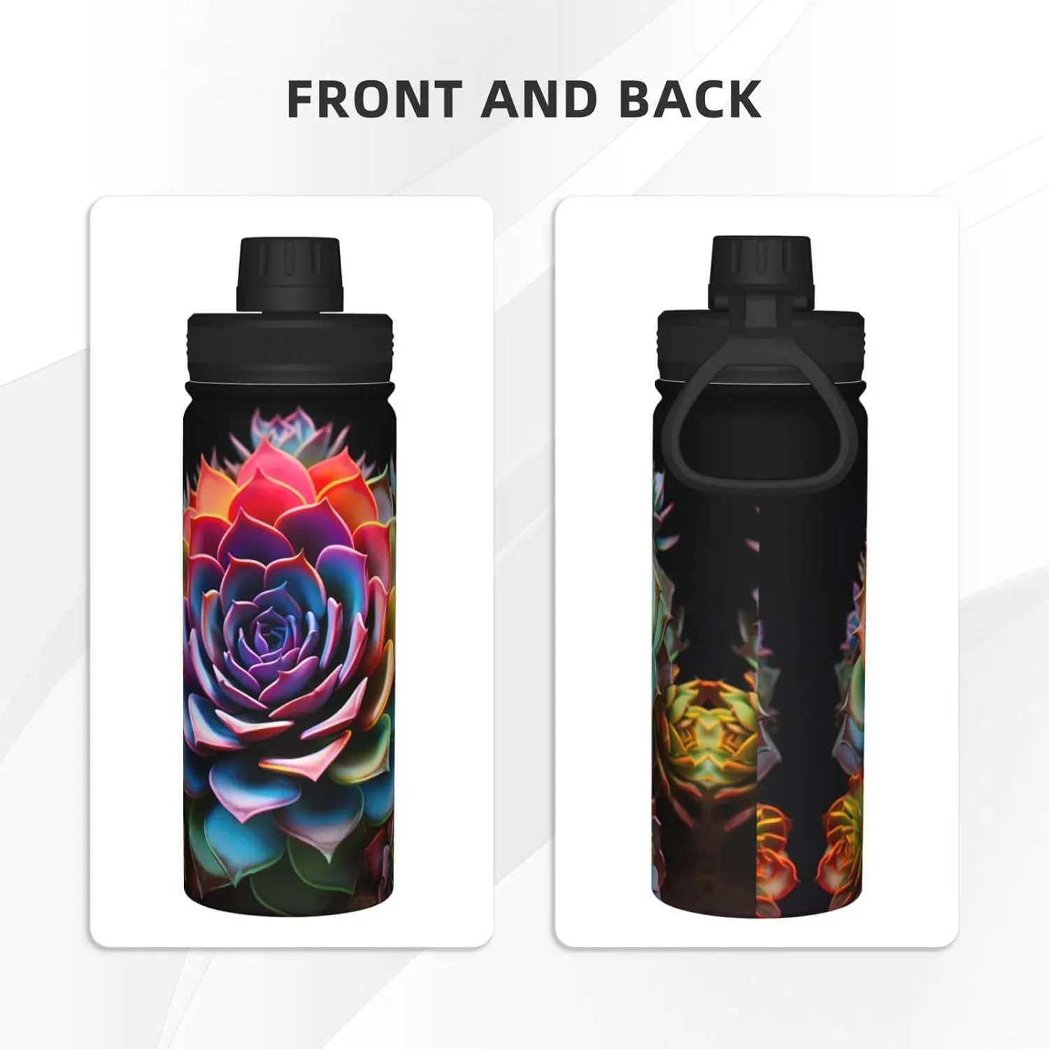 Colorful Succulent 18oz Sports Insulated Bottle For Outdoor Activities,Your Ideal Companion Staying Hydrated