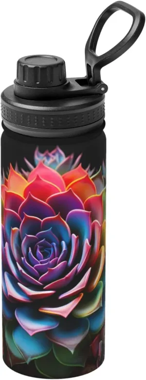 Colorful Succulent 18oz Sports Insulated Bottle For Outdoor Activities,Your Ideal Companion Staying Hydrated