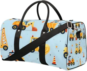 Construction Vehicle Excavator Travel Duffel bag for Men Women Weekender Overnight Bag Gym Bag Carry On Luggage Bags for Yoga Workout Sports