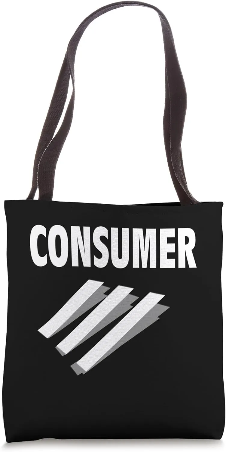 CONSUMER high impact thick capitalism consumption font text Tote Bag