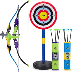Contixo BA1 Kids Simulation Bow and Arrow Set, Infrared Aiming Archery Toy with 2 Bows, 2 Arrow Cases, 10 Arrows and 1 Target, Indoor & Outdoor Kids Toys for Children Boys Girls, Christmas Birthday