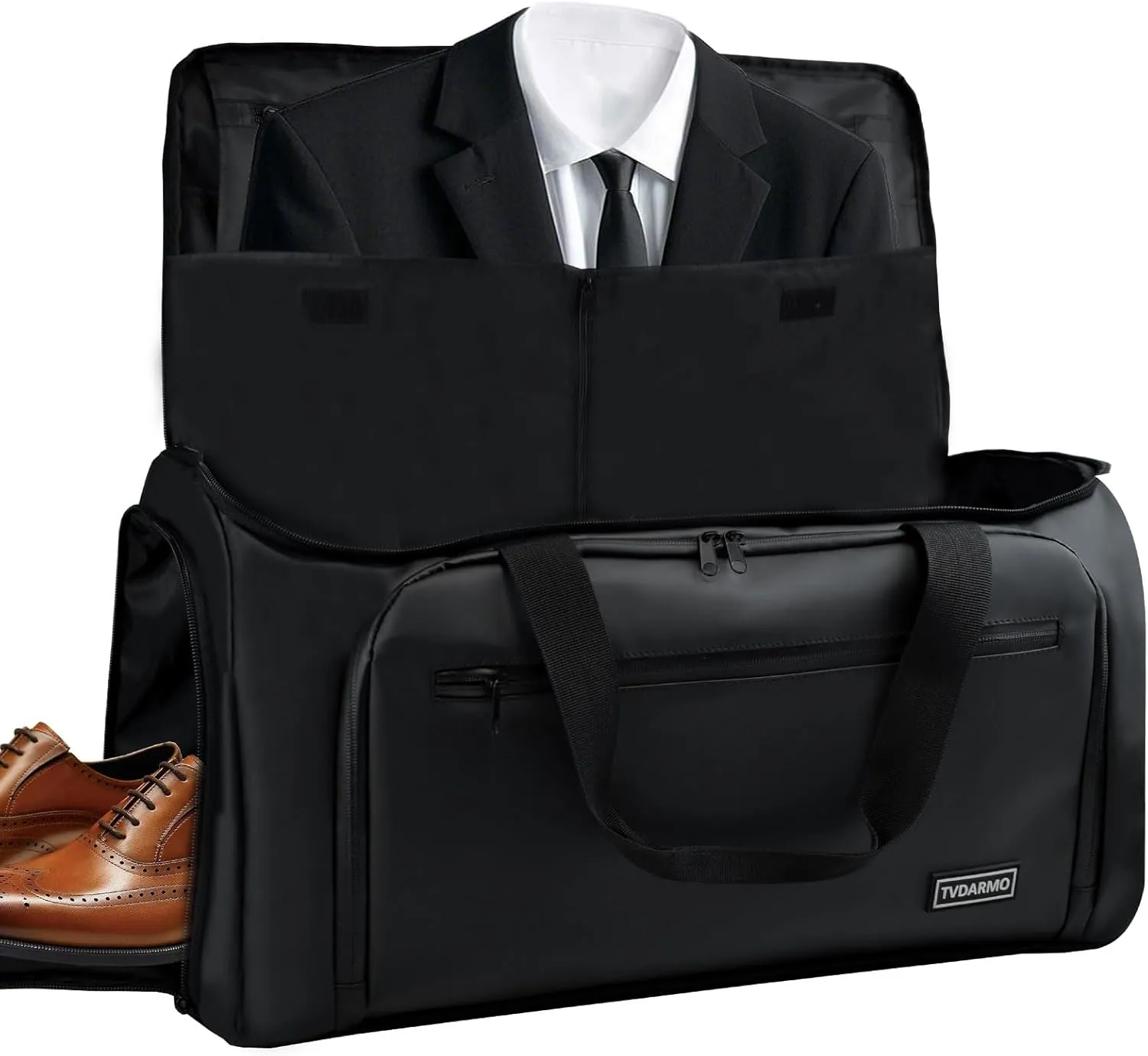 Convertible Garment Bags for Travel, Carry On Garment Duffle Bag for Men Women Foldable Large Weekender Bag 2 in 1 Waterproof Hanging Suit, Business Travel Bag with Shoe Compartment,Black