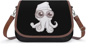 Cool Squid with Beanie Crossbody Bags for Women Shoulder Bag Flap Handbags Leather Cross Body Purse
