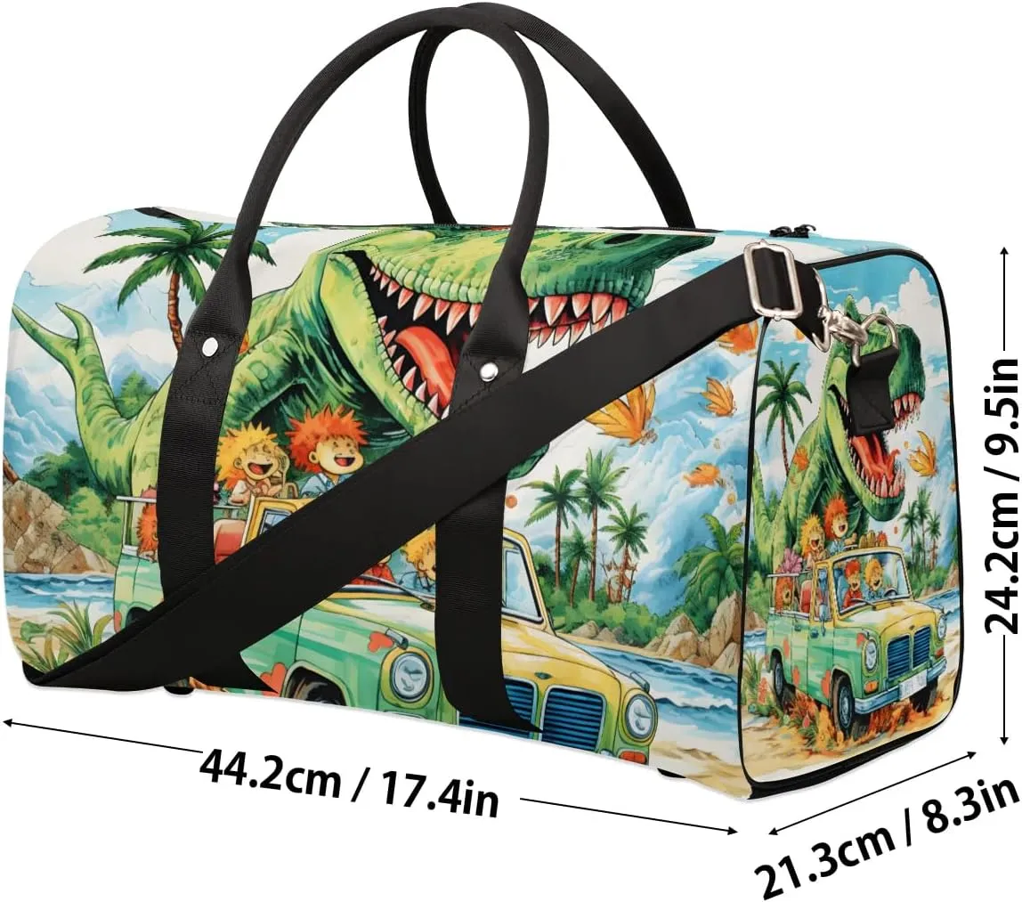 Cool T Rex Dinosaur Travel Duffel Bag for Women Men Waterproof Foldable Overnight Weekender Bag Large Capacity Sports Gym Bag