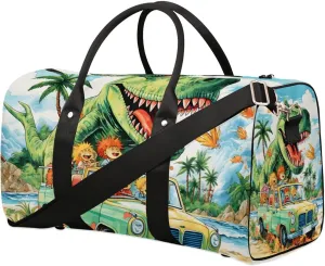 Cool T Rex Dinosaur Travel Duffel Bag for Women Men Waterproof Foldable Overnight Weekender Bag Large Capacity Sports Gym Bag