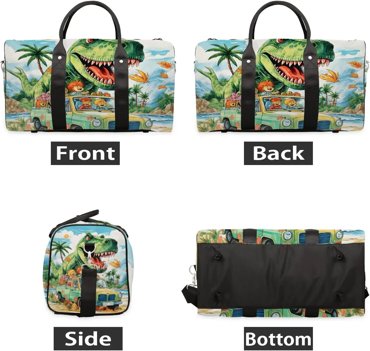 Cool T Rex Dinosaur Travel Duffel Bag for Women Men Waterproof Foldable Overnight Weekender Bag Large Capacity Sports Gym Bag