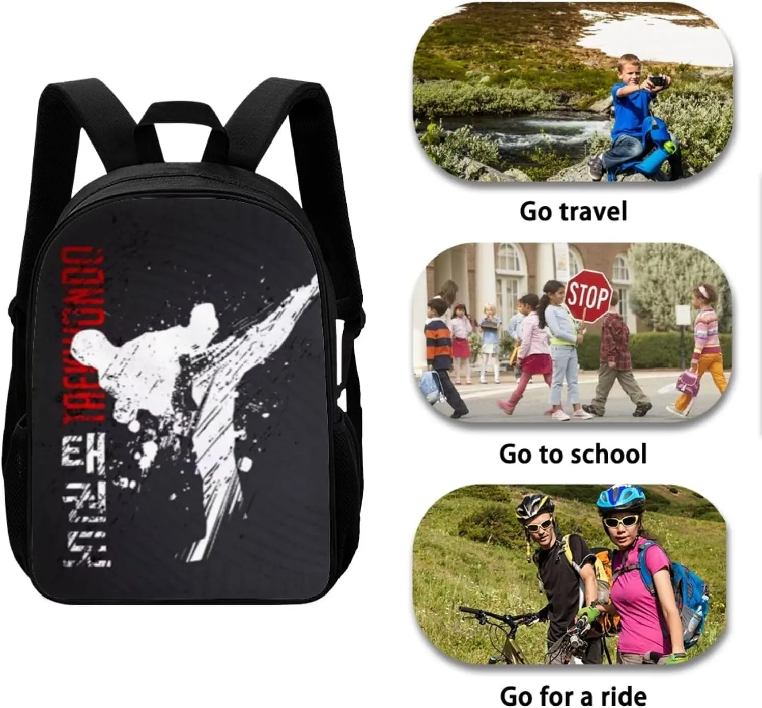 Cool Taekwondo Bag Age 7-8 Boy Personalized Backpack with Name Custom Kids School Bag for Elementary College Teenagers Casual Daypack Travel Beach Daypack 17 Inch Laptop Bag